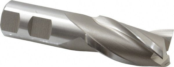 Hertel E1043108 Square End Mill: 1-1/8 Dia, 2 LOC, 1 Shank Dia, 4-1/2 OAL, 3 Flutes, High Speed Steel Image