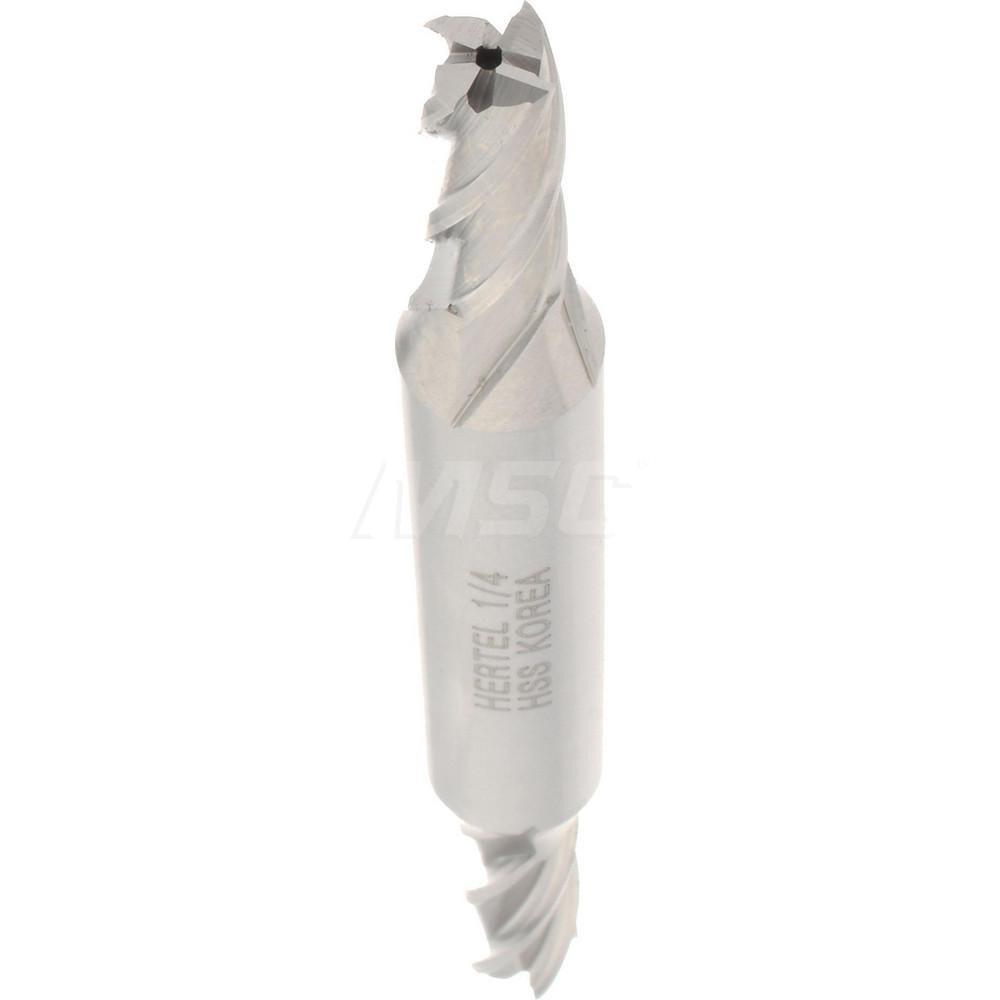 Hertel Square End Mill 1/4" Dia, 5/8" LOC, 4 Flute, High Speed Steel