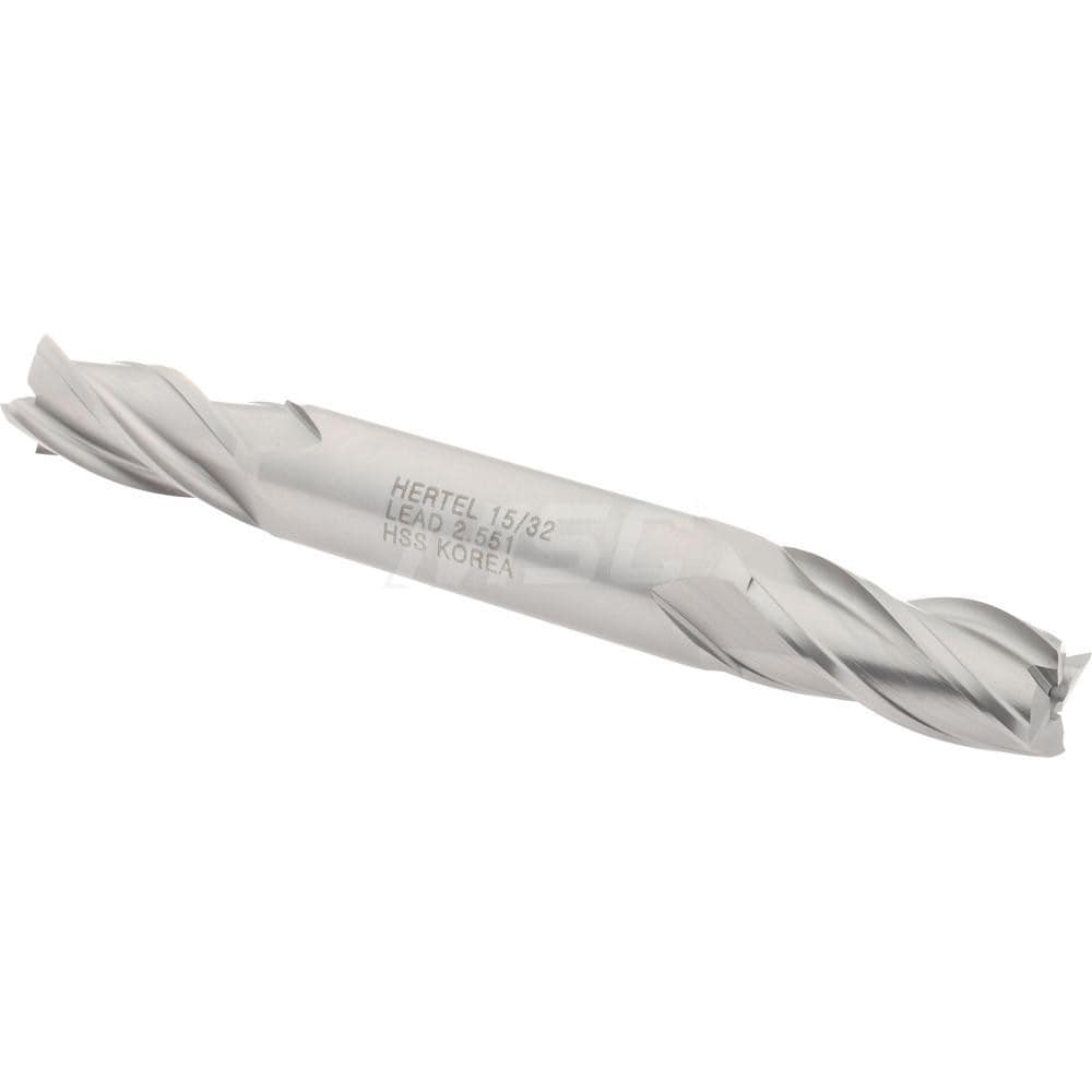 Hertel E1051030 Square End Mill: 15/32 Dia, 1 LOC, 1/2 Shank Dia, 4-1/8 OAL, 4 Flutes, High Speed Steel Image