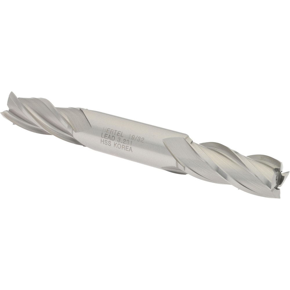 Hertel E1051038 Square End Mill: 19/32 Dia, 1-3/8 LOC, 5/8 Shank Dia, 5 OAL, 4 Flutes, High Speed Steel Image