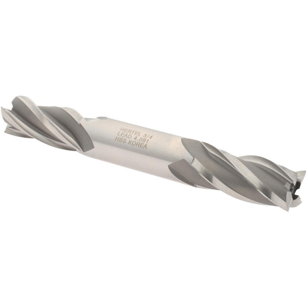 Hertel E1051048 Square End Mill: 3/4 Dia, 1-5/8 LOC, 3/4 Shank Dia, 5-5/8 OAL, 4 Flutes, High Speed Steel Image