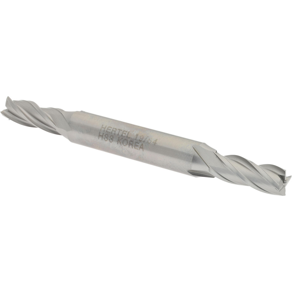 Hertel E1051019 Square End Mill: 19/64 Dia, 3/4 LOC, 3/8 Shank Dia, 3-1/2 OAL, 4 Flutes, High Speed Steel Image