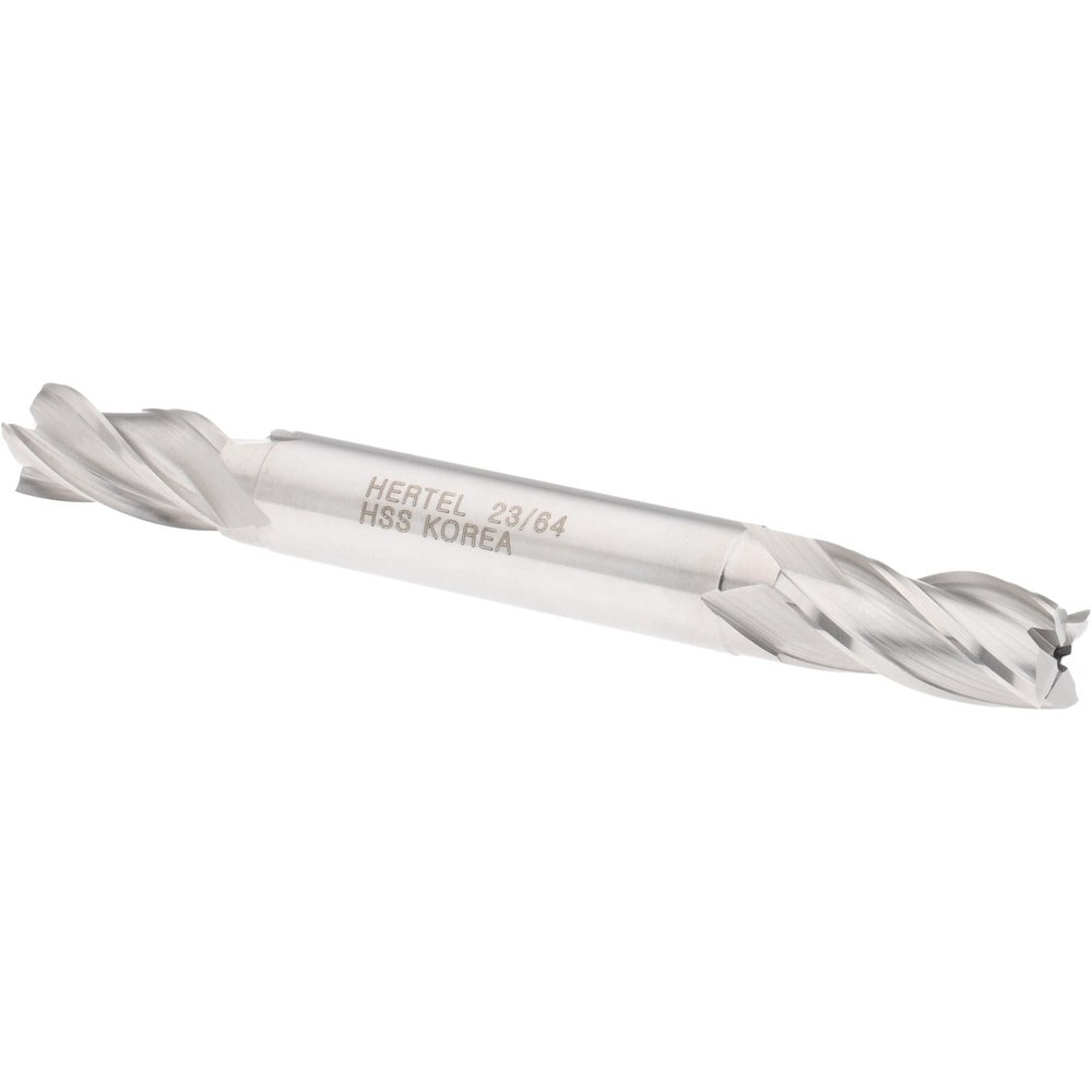 Hertel E1051023 Square End Mill: 23/64 Dia, 3/4 LOC, 3/8 Shank Dia, 3-1/2 OAL, 4 Flutes, High Speed Steel Image