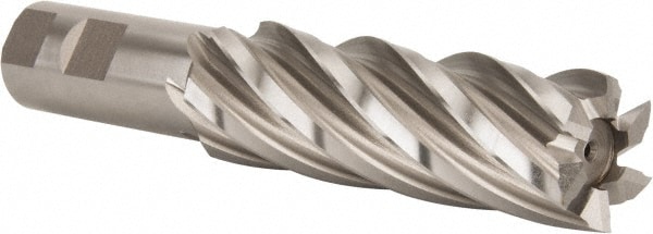 Hertel E1035901 Square End Mill: 1-1/4 Dia, 4 LOC, 1 Shank Dia, 6-1/2 OAL, 6 Flutes, High Speed Steel Image