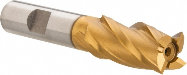 Hertel E8031904 Square End Mill: 5/8 Dia, 1-3/8 LOC, 1/2 Shank Dia, 3-3/8 OAL, 4 Flutes, High Speed Steel Image