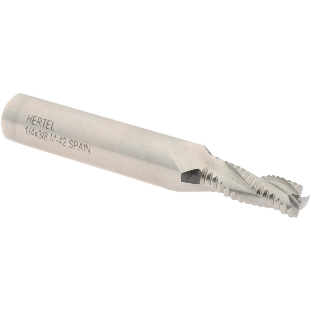 Hertel 41120494 Square End Mill: 1/4 Dia, 5/8 LOC, 3/8 Shank Dia, 2-7/16 OAL, 3 Flutes, Cobalt Image