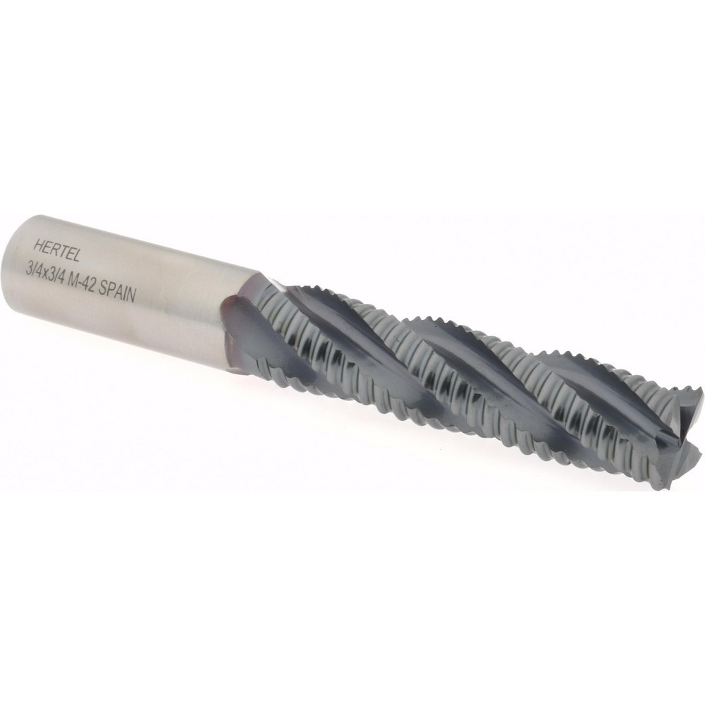 Hertel 41120692 Square End Mill: 3/4 Dia, 3 LOC, 3/4 Shank Dia, 5-1/4 OAL, 4 Flutes, Cobalt Image