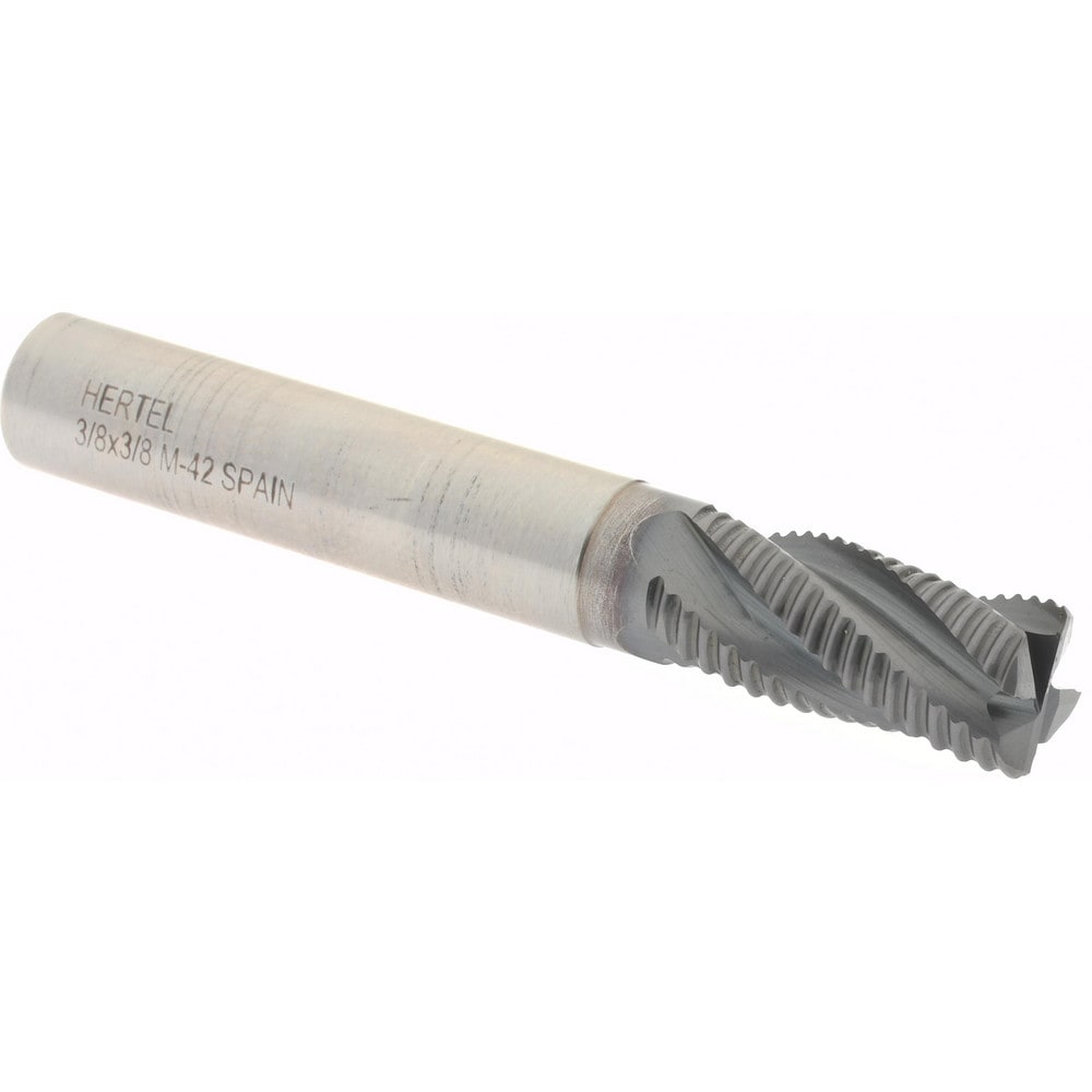 Hertel 41120734 Square End Mill: 3/8 Dia, 3/4 LOC, 3/8 Shank Dia, 2-1/2 OAL, 4 Flutes, Cobalt Image