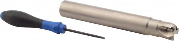 Indexable High-Feed End Mill: 1/2" Cut Dia, 1" Cylindrical Shank