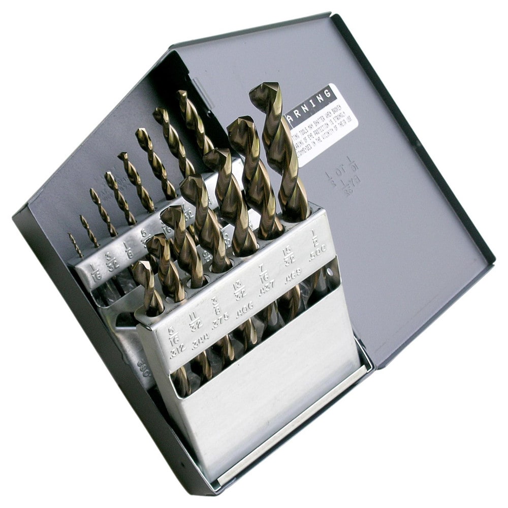 Cle-Line - Drill Bit Set: Jobber Length Drill Bits, 15 Pc, 0.0625