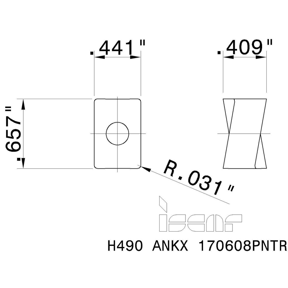Iscar Milling Insert H490 ANKX 170608PNTR IC810, Solid Carbide MSC