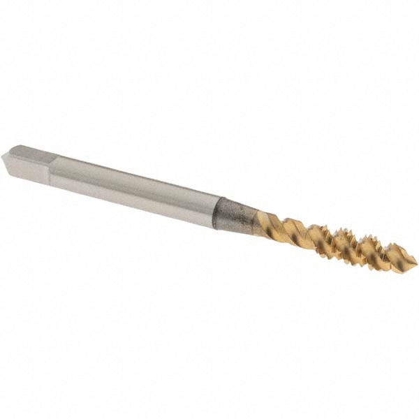 Spiral Flute Tap: #8-32 UNC, 3 Flutes, Plug, 2B Class of Fit, High Speed Steel, TIN Coated