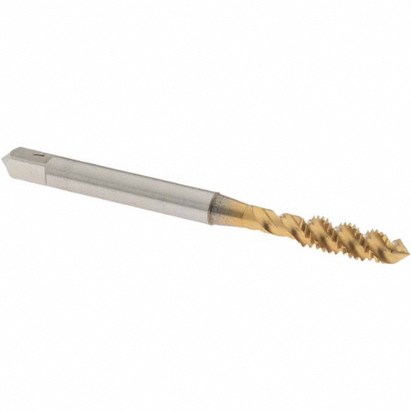 Spiral Flute Tap: #10-32 UNF, 3 Flutes, Plug, 2B Class of Fit, High Speed Steel, TIN Coated