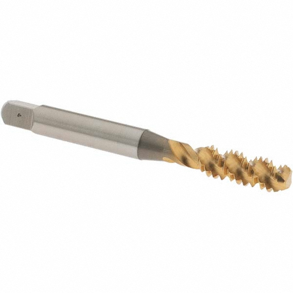 Spiral Flute Tap: 1/4-20 UNC, 3 Flutes, Bottoming, 3B Class of Fit, High Speed Steel, TIN Coated