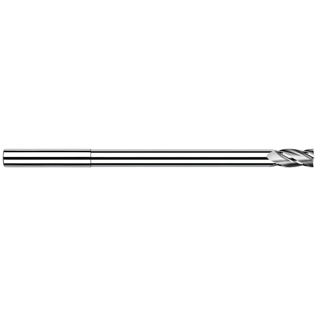 Harvey Tool Corner Radius End Mill: 1/2" Dia, 3/4" LOC, 0.0300" Corner Radius, 4 Flute, Solid Carbide - 8" OAL, 1/2" Shank Dia, 30 deg Helix, AlTiN