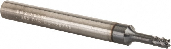 SGS 36780 Corner Radius End Mill: 1/8" Dia, 5/32" LOC, 0.01" Radius, 4 Flutes, Solid Carbide Image