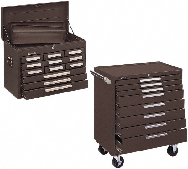 2 Piece, Brown Steel Chest/Roller Cabinet Combo