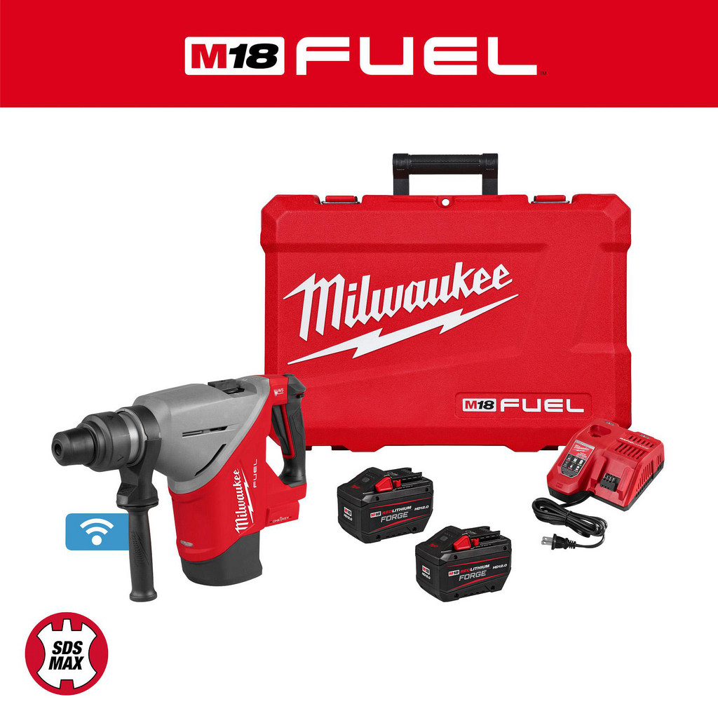 Milwaukee Tool | Milwaukee Cordless Rotary Hammer: 18.00V, 1-3/4" Chuck - SDS Max Chuck, 2650 BPM, 0 to 350 RPM | Part #2918-22HD