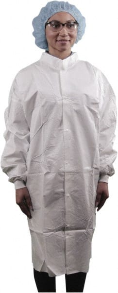 PRO-SAFE - Size XL ISO Class 5 White Lab Coat without Pockets ...