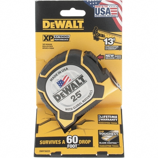 DeWALT - Tape Measures; Length Ft.: 12.000; Graduation (Inch): 1/16; Blade  Material: Mylar Polyester Film; Standout Length (Feet): 12.00 - 72635188 -  MSC Industrial Supply