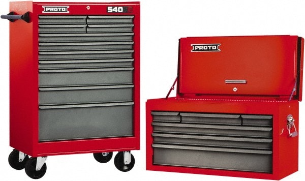 2 Piece, Red/Gray Steel Chest/Roller Cabinet Combo