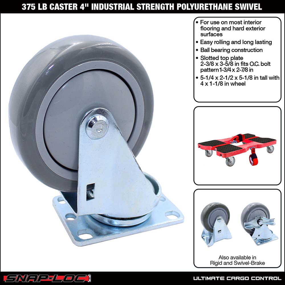 SnapLoc Specialty Casters; Type Caster ; Mount Stem ; Load