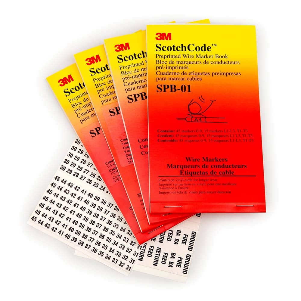 Series SPB-15AS, 426 Labels, 1.37 Inch Long x 0.22 Inch Wide x 1/4mm Thick, Alphanumeric, Electrical Vinyl Film Book