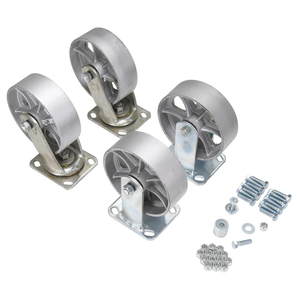 Vestil Rigid & Swivel Top Plate Caster: Semi-Steel, 4,800 lb, 6" Dia, 2" Wide, 7-1/2" OAH - 4-1/2 x 4" Plate, 2-3/4 x 3-1/4" Bolt Hole Pattern