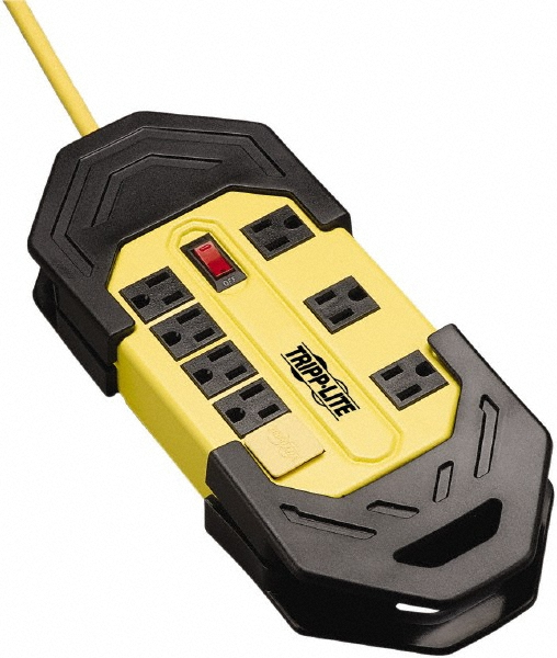 8 Outlets, 120 VAC15 Amps, 25' Cord, Power Outlet Strip - Keyhole, Tab Mount, 5-15 NEMA Configuration, 10.26" Strip