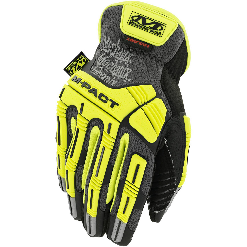 Cut-Resistant Gloves: Mechanix Wear SMC-C91, Size Medium, ANSI Cut A5, ANSI Puncture 0, ArmorTex Cut Lined, Synthetic Leather - Black, Gray & High-Visibility Yellow, Padded Palm Grip, Pair,   High Visibility   ANSI Abrasion 0