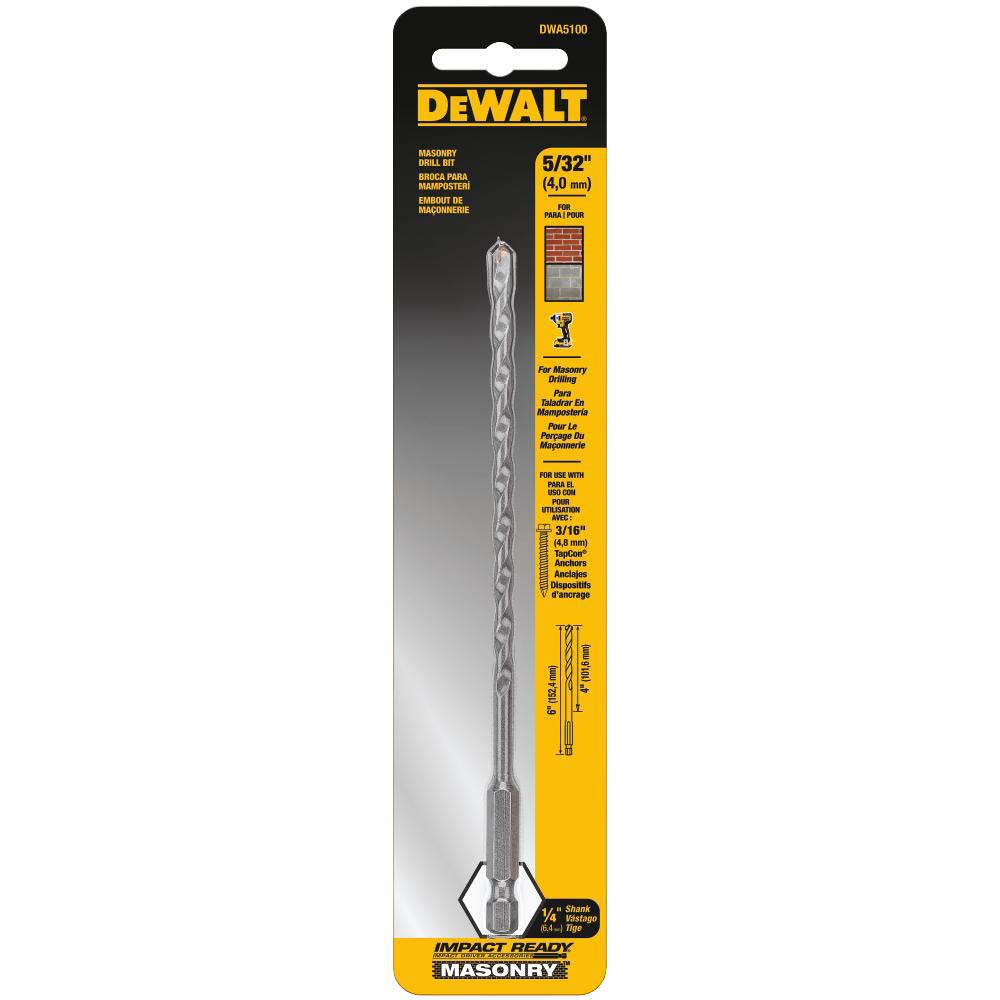 DeWALT 5/32" Diam, Hex Shank, Steel Rotary & Hammer Drill Bit
