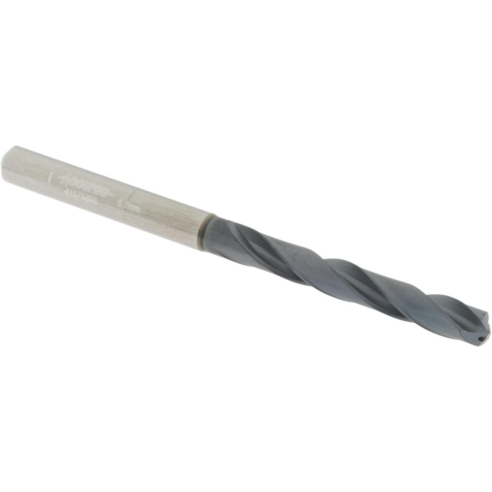 Accupro UL173044 Jobber Length Drill Bit: 0.2244" Dia, 140 °, Solid Carbide 