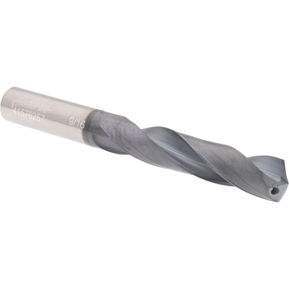 Accupro US108013 Jobber Length Drill Bit: 0.5626" Dia, 135 °, Solid Carbide 