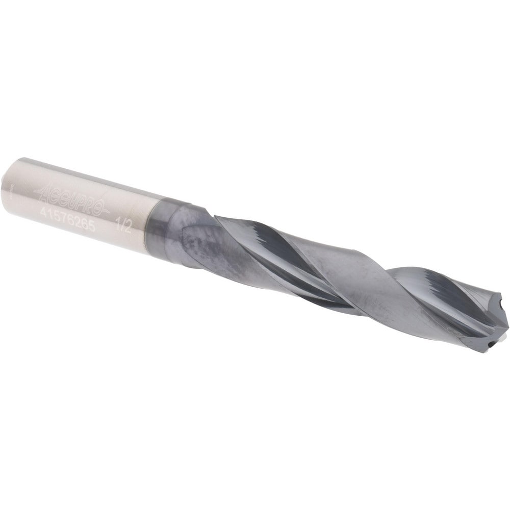 Accupro US108012 Jobber Length Drill Bit: 0.5" Dia, 135 °, Solid Carbide 