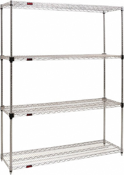Eagle MHC - Starter Unit Wire Shelving: 800 lb Shelf Capacity, 4 Shelves - 48" Wide, 24" Deep, 74" High