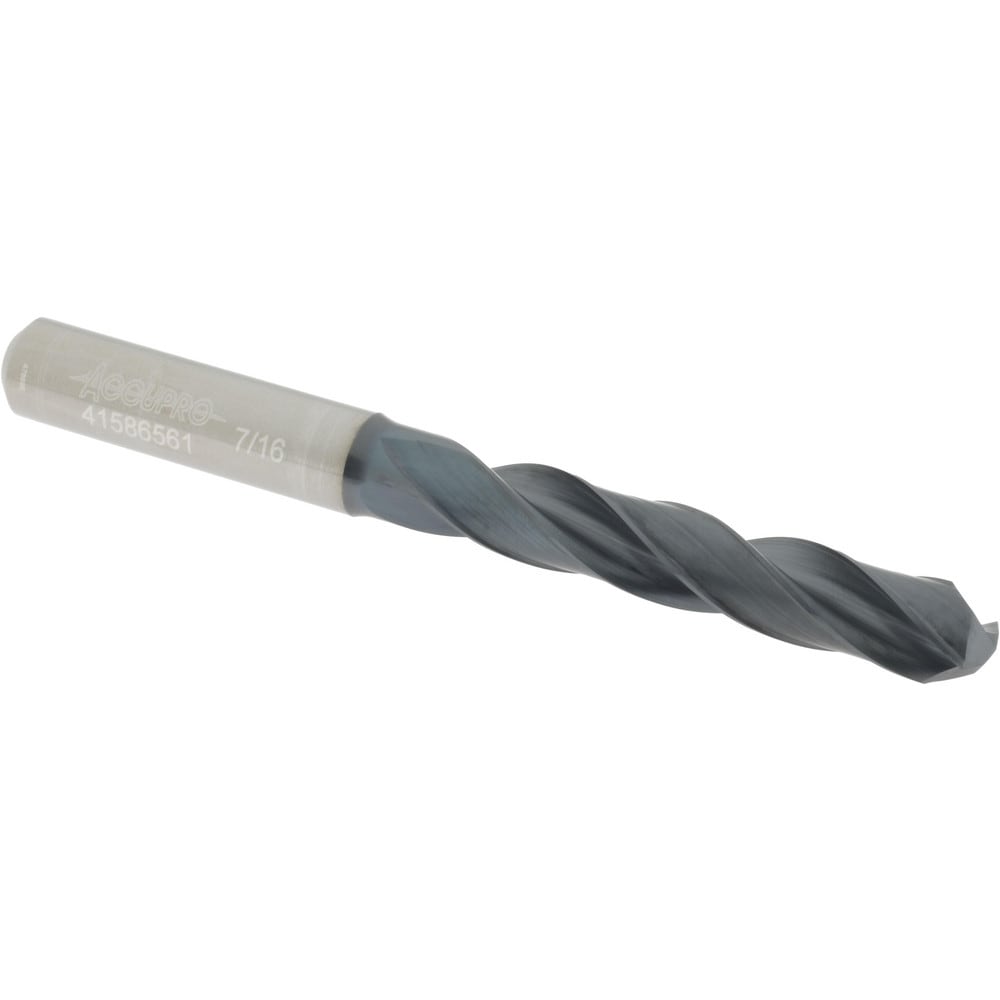 Accupro US174018 Jobber Length Drill Bit: 0.4374" Dia, 140 °, Solid Carbide 