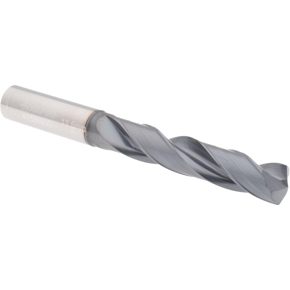 Accupro US174053 Jobber Length Drill Bit: 0.5315" Dia, 140 °, Solid Carbide 