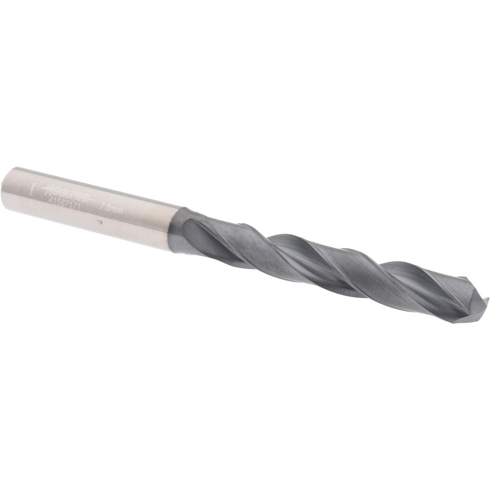 Accupro US174044 Jobber Length Drill Bit: 0.2953" Dia, 140 °, Solid Carbide 