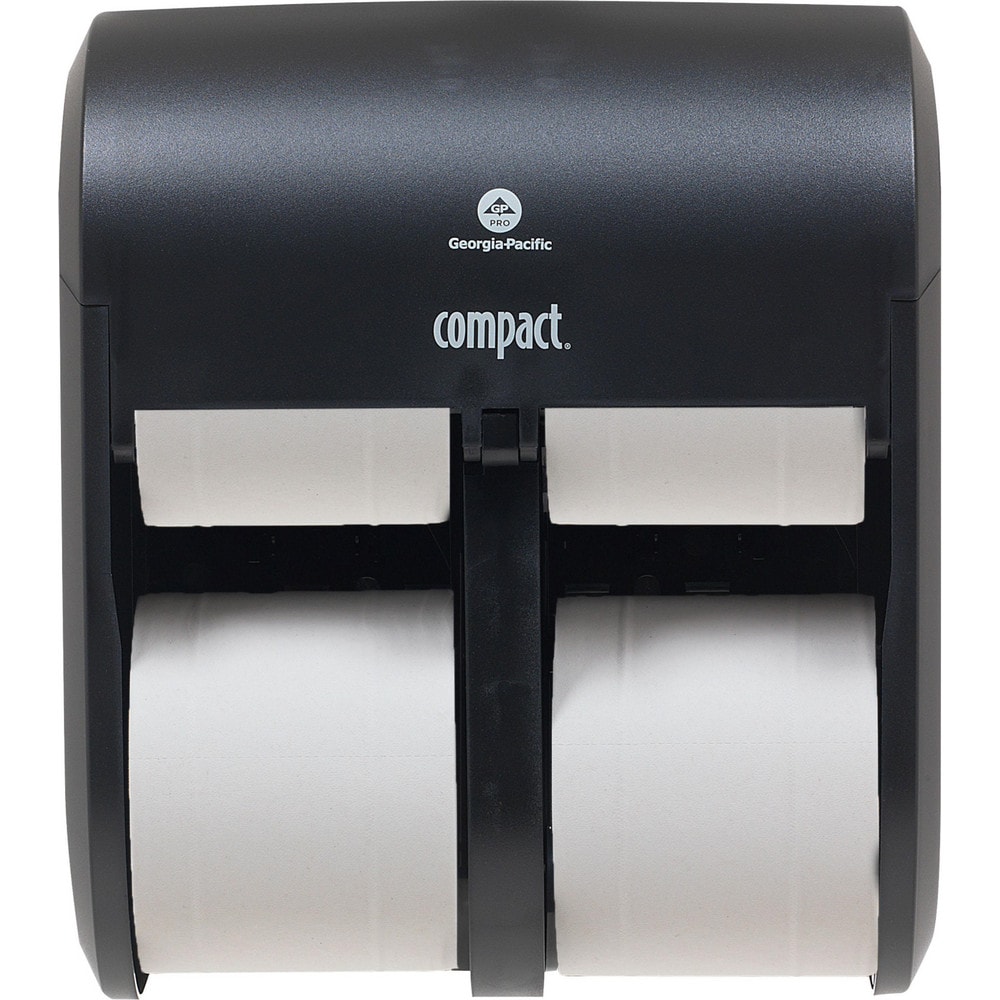 Compact Quad 4-Roll Coreless High-Capacity Toilet Paper Dispenser, Black