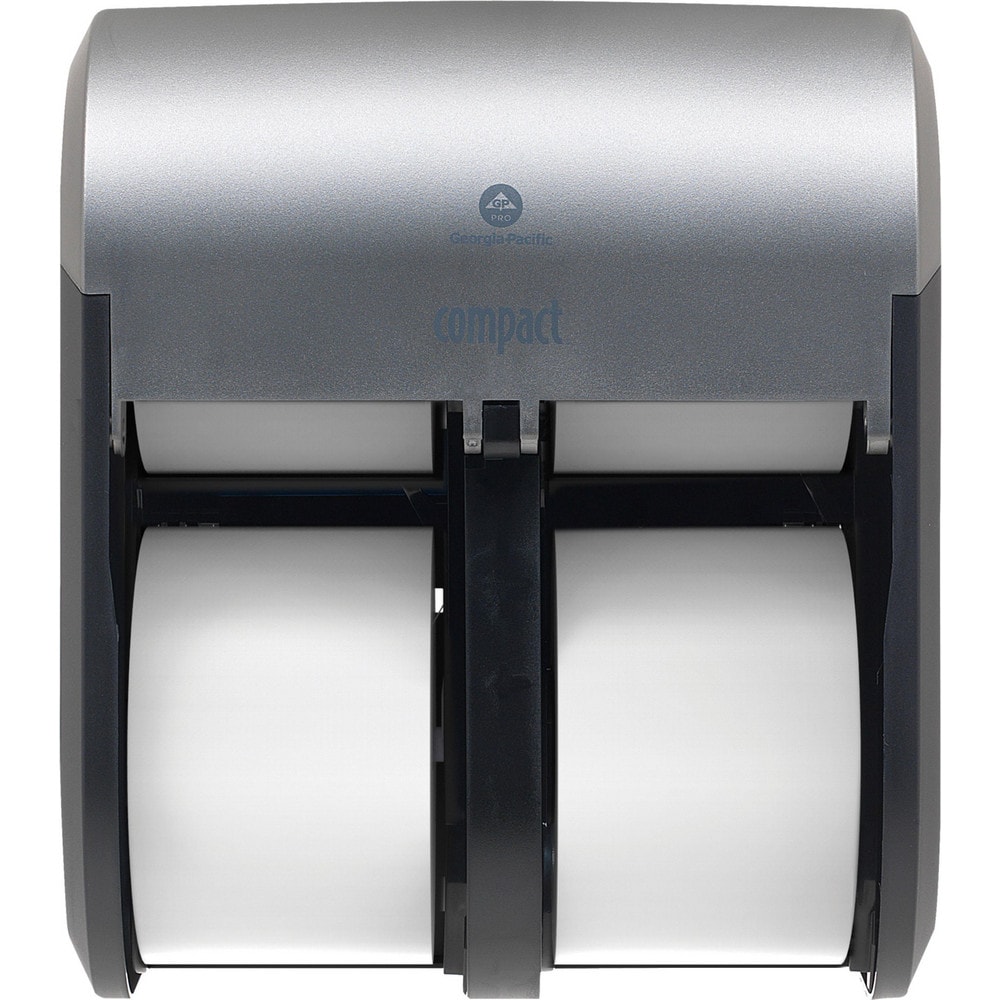 Compact Quad 4-Roll Coreless High-Capacity Toilet Paper Dispenser, Faux Stainless