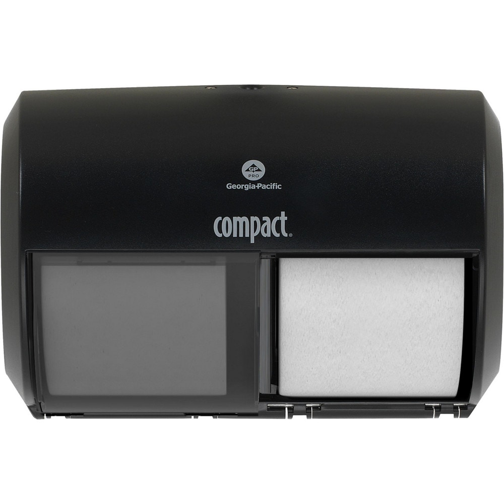 Compact 2-Roll Side-By-Side Coreless High-Capacity Toilet Paper Dispenser, Black