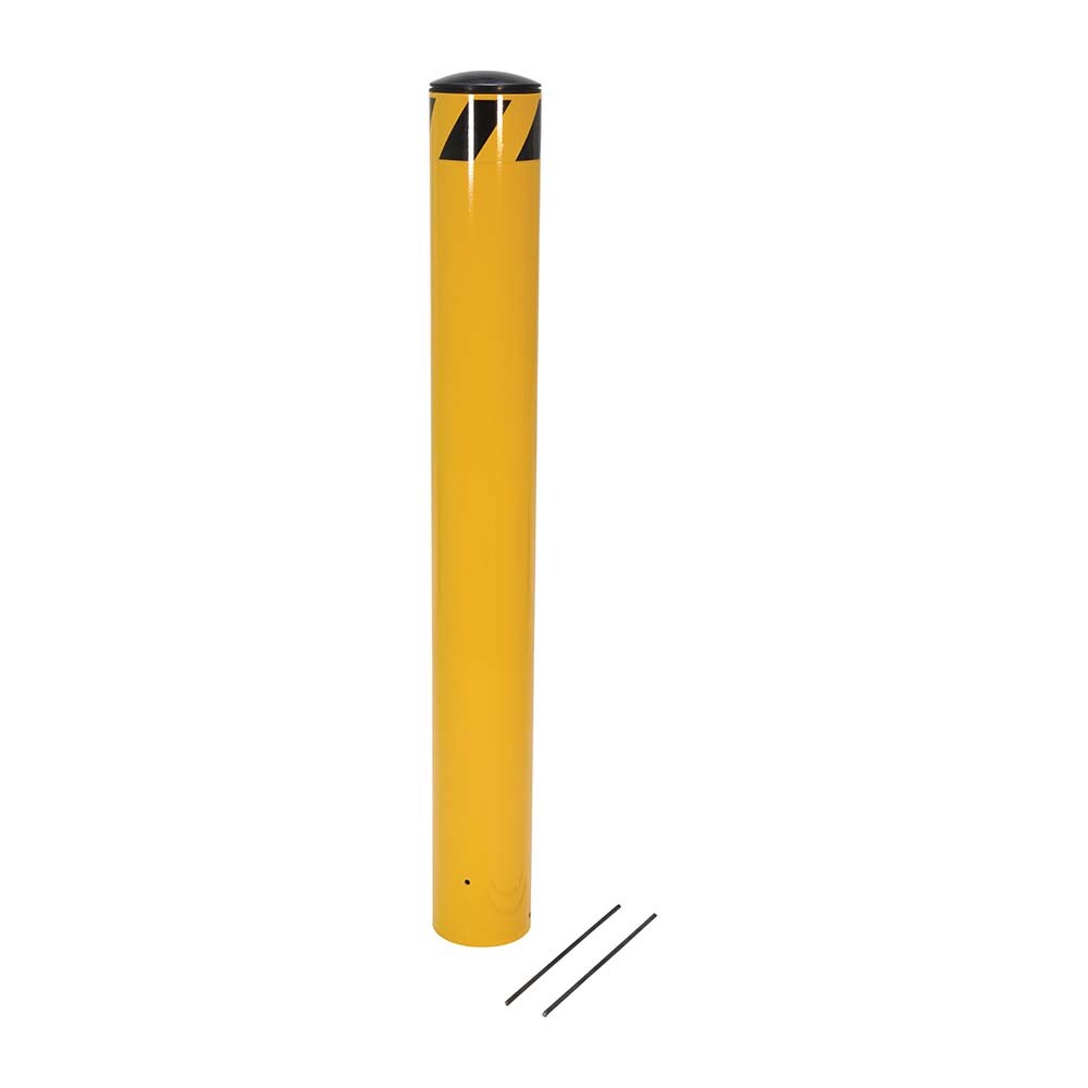 Pour-In Place Bollard: 5-1/2" Dia, 62" High, Yellow, Steel