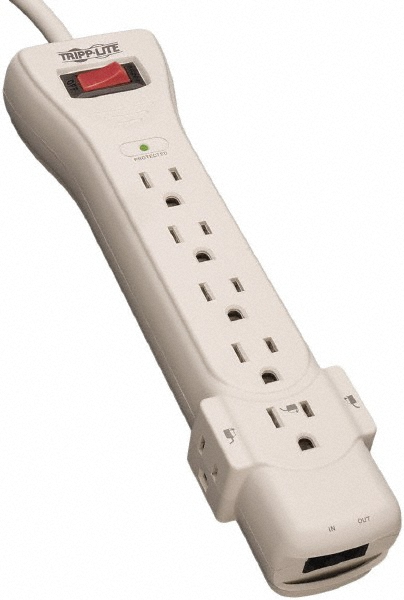 MSC Industrial | Tripp-Lite 7 Outlets, 120 VAC15 Amps, 6' Cord, Power Outlet Strip - Floor, Keyhole Mount, 5-15 NEMA Configuration, 10.3" Strip |