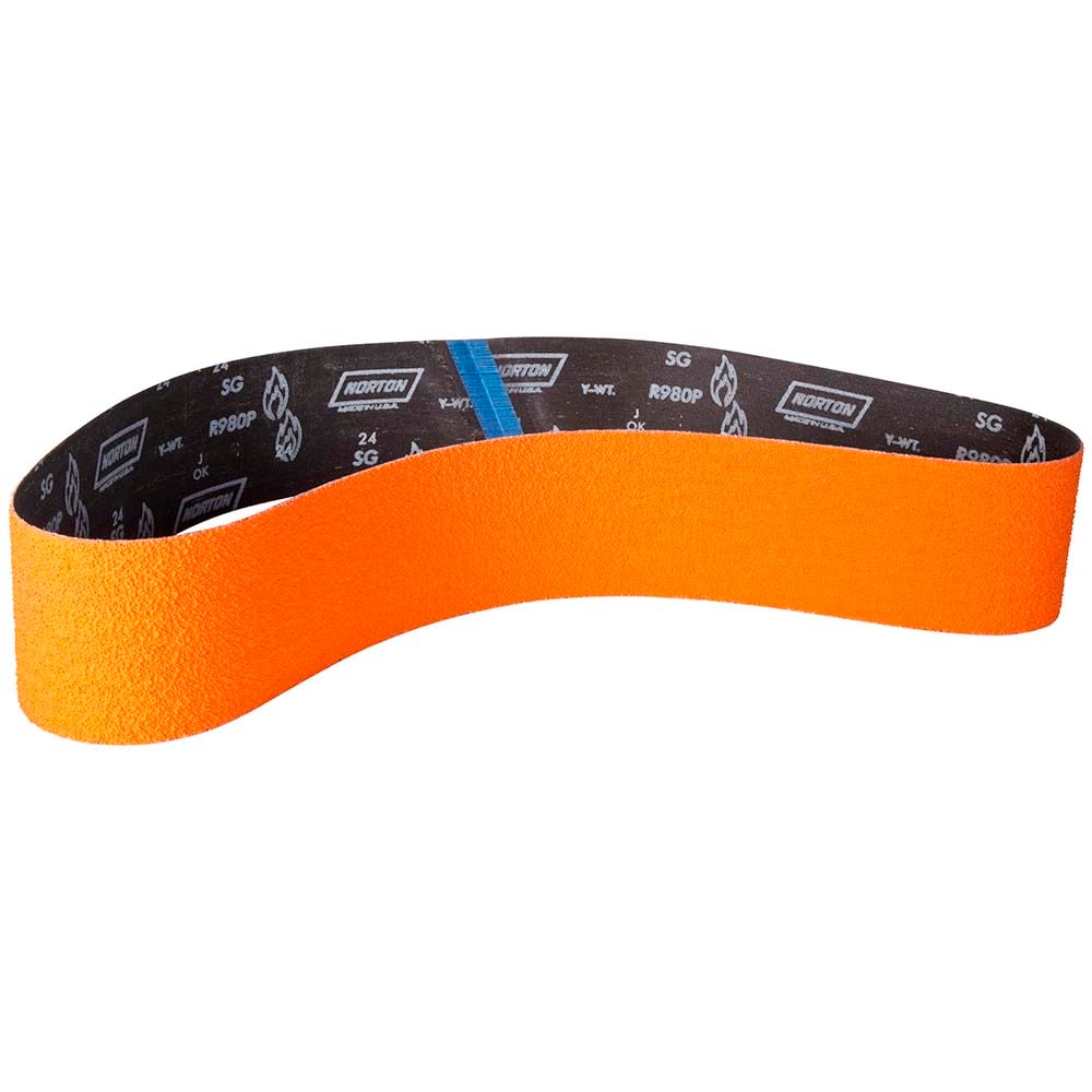 Norton 63642594485 Abrasive Belt: 4" Wide, 60" Long, 60 Grit, Ceramic Image