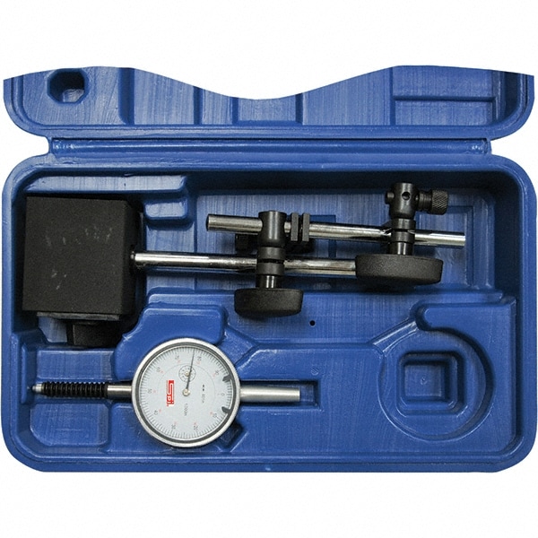 SPI 25-372-4 Dial Indicator & Base Kit: 0 to 0.001" Range, 0-100 Dial Reading, 0.001" Resolution 