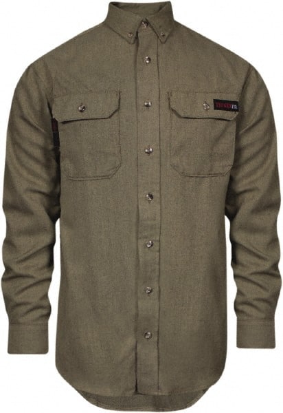 National Safety Apparel - Fire-Resistant Shirt: Large, Khaki, Polyester ...