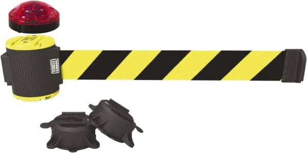 Banner Stakes MH5007L Pedestrian Barrier: Polyester, Black & Yellow, Wall Mount 