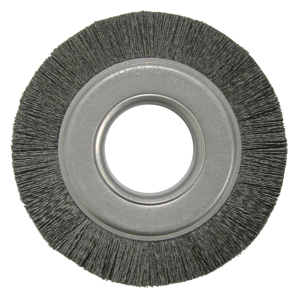 Weiler Wheel Brush: 6" Wheel Dia, 3/4" Face Width, 0.0260" Wire Dia, Crimped - 2" Hole, Nylon, 120 Grit, 4500 RPM | Part #86123