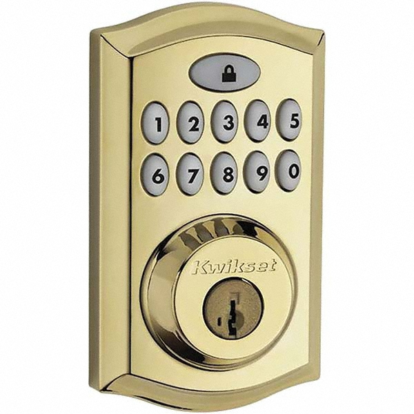 Kwikset 1-3/8 to 1-3/4" Door Thickness, Brass Finish, Combination Entry Deadbolt w/ Key Override - Nonhanded Handling, Key Override, Single Cylinder