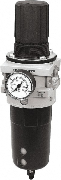 Parker P3YEA98ESCBNJN FRL Combination Unit: 1 NPT, Heavy-Duty, 1 Pc Filter/Regulator with Pressure Gauge Image